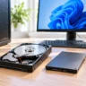 SSDとHDDの最適化の違いをイメージしたHDDとSSD