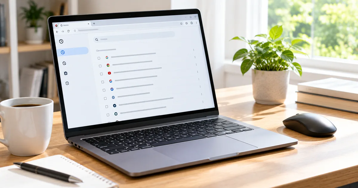 Google Chromeの閲覧履歴を確認しているパソコン