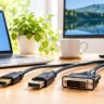 HDMI・DisplayPort・DVI・VGAの違いをイメージした映像端子とパソコン